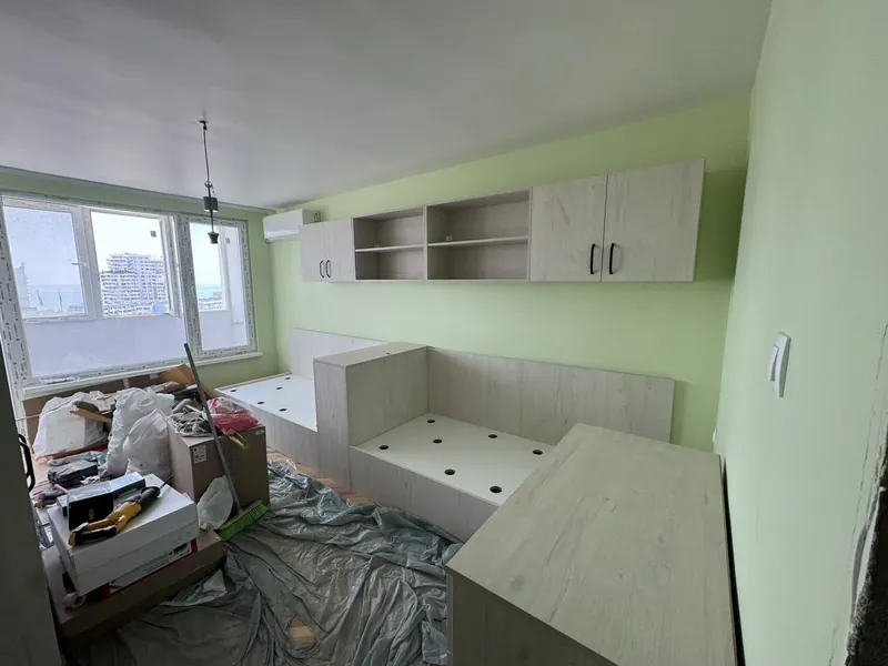Living-room storage units with a matching low cabinet